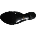 Dolce & Gabbana Black Leather Heels Slides Sandals Shoes LA11331-37