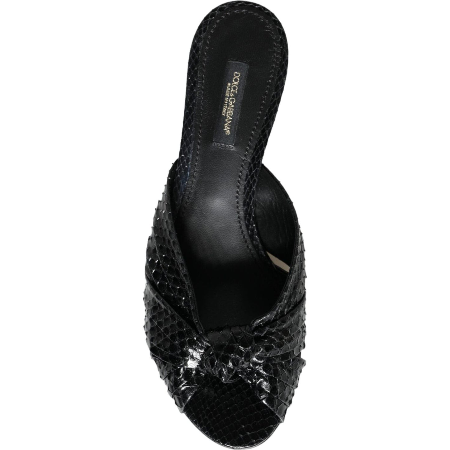 Dolce & Gabbana Black Leather Heels Slides Sandals Shoes LA11331-37