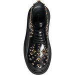 Dolce & Gabbana Black Leather Trekking Derby Embellished Shoes LA11517-35.5