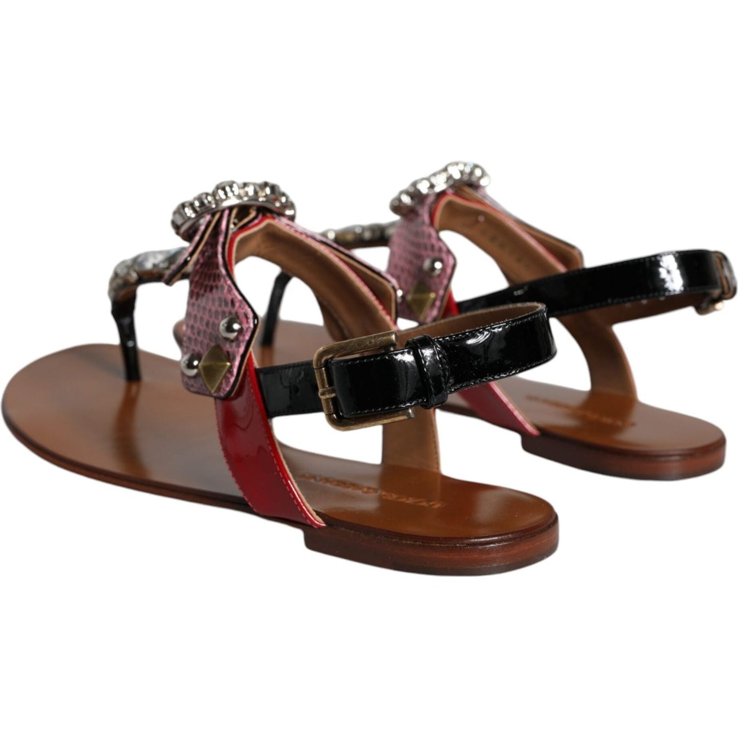 Dolce & Gabbana Multicolor Crystal Sandals Flip Flops Shoes LA11376-38.5