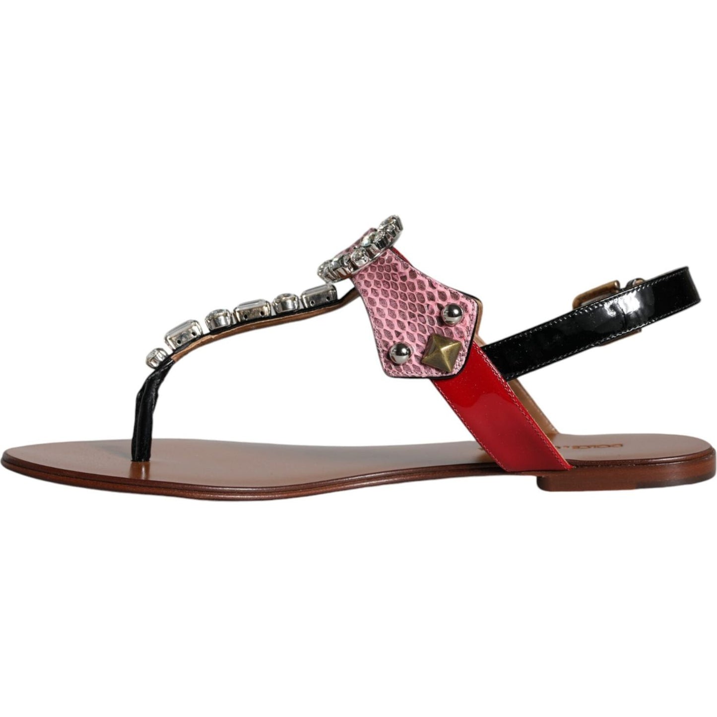 Dolce & Gabbana Multicolor Crystal Sandals Flip Flops Shoes LA11376-38.5