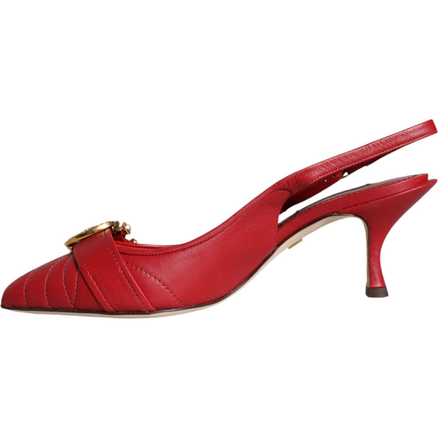 Dolce & Gabbana Red Devotion Leather Heels Slingback Shoes LA11504-35.5