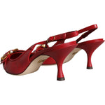 Dolce & Gabbana Red Devotion Leather Heels Slingback Shoes LA11504-35.5