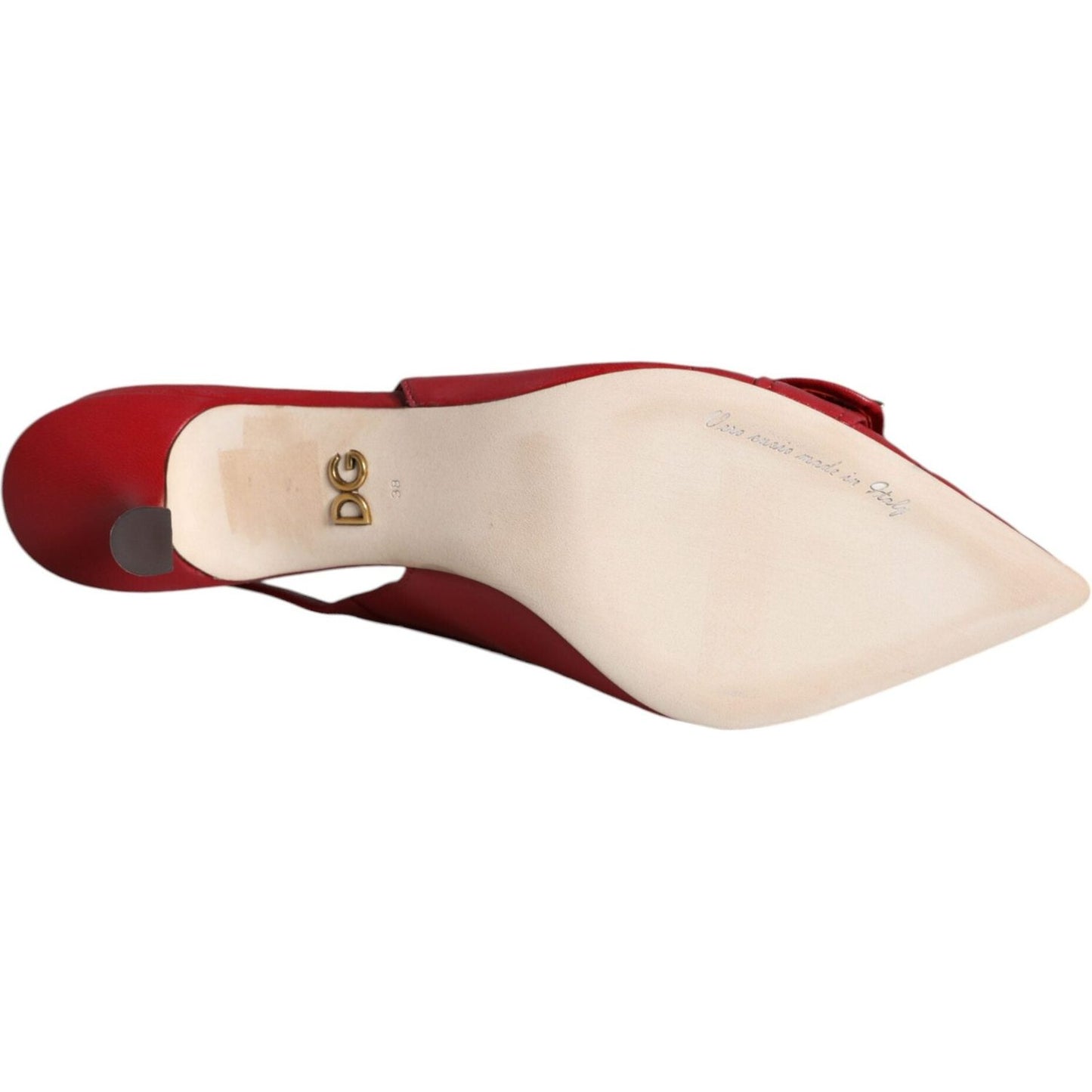 Dolce & Gabbana Red Devotion Leather Heels Slingback Shoes LA11504-35.5