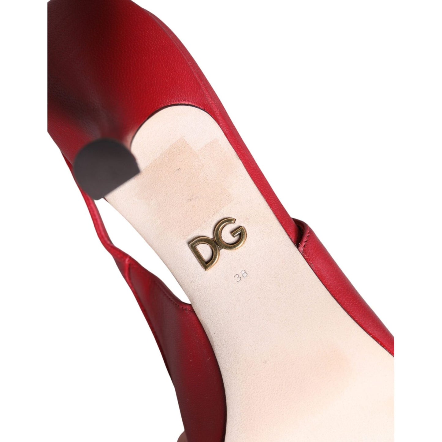 Dolce & Gabbana Red Devotion Leather Heels Slingback Shoes LA11504-35.5