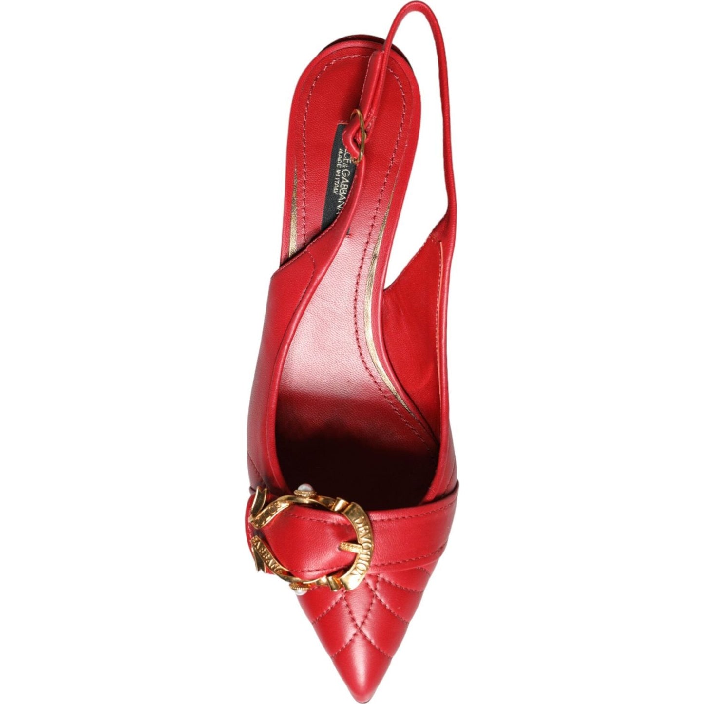 Dolce & Gabbana Red Devotion Leather Heels Slingback Shoes LA11504-35.5