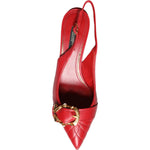 Dolce & Gabbana Red Devotion Leather Heels Slingback Shoes LA11504-35.5