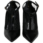 Dolce & Gabbana Black Mesh Patent Leather Heels Pumps Shoes LA11434-39