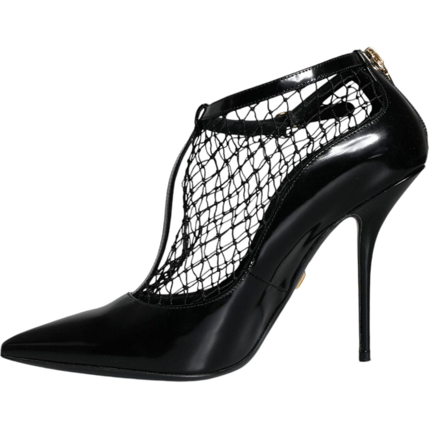 Dolce & Gabbana Black Mesh Patent Leather Heels Pumps Shoes LA11434-39