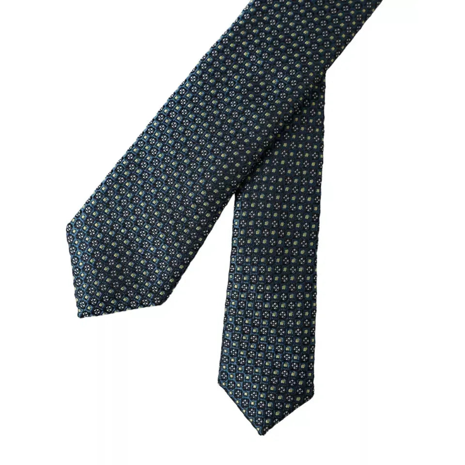Dolce & Gabbana Green Patterned 100% Silk Adjustable Men Tie