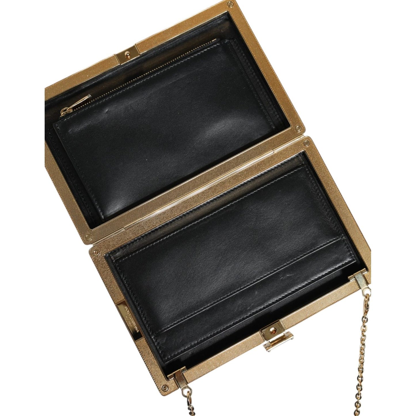 Dolce & Gabbana Brown Leather Gold Frame Clutch Mini Crossbody Bag BAG1528