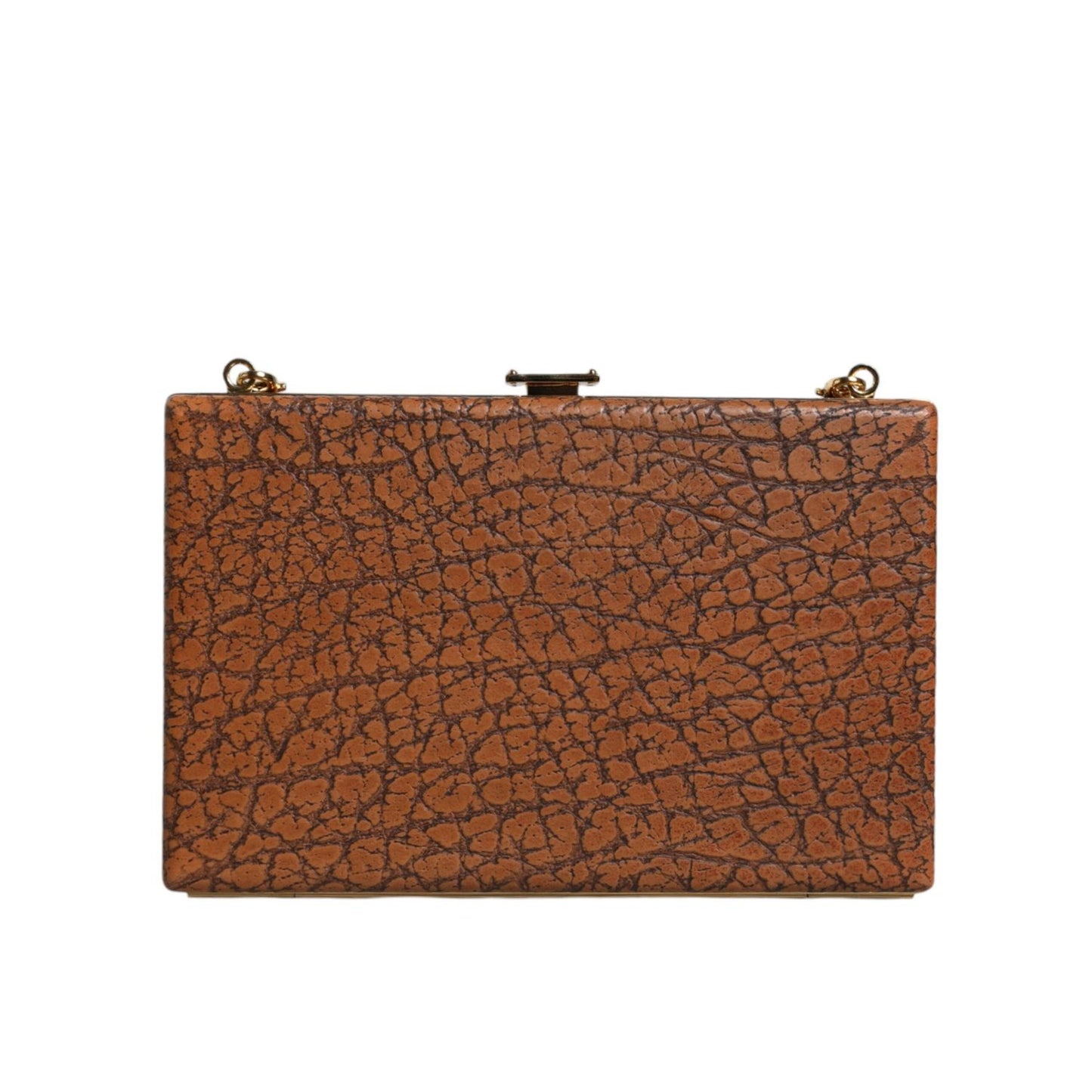 Dolce & Gabbana Brown Leather Gold Frame Clutch Mini Crossbody Bag BAG1528