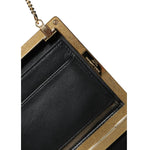 Dolce & Gabbana Brown Leather Gold Frame Clutch Mini Crossbody Bag BAG1528