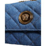Versace Blue Quilted Denim Leather Crossbody Shoulder Bag BAG1601