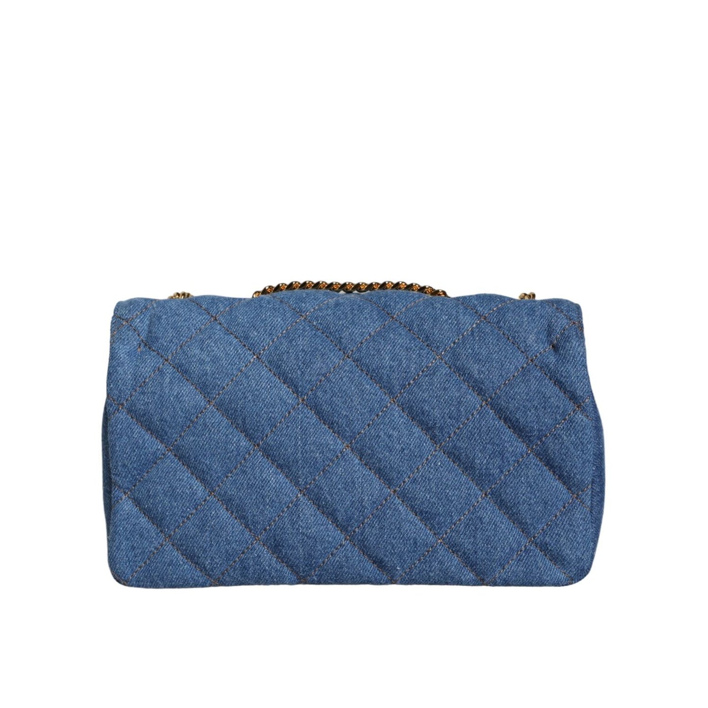 Versace Blue Quilted Denim Leather Crossbody Shoulder Bag BAG1601