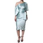 Dolce & Gabbana Mint Green Silk Fit Cut One Shoulder Dress DR28279-40