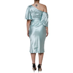 Dolce & Gabbana Mint Green Silk Fit Cut One Shoulder Dress DR28279-40