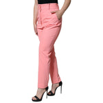 Dolce & Gabbana Rose Pink Polyester High Waist Tapered Pants