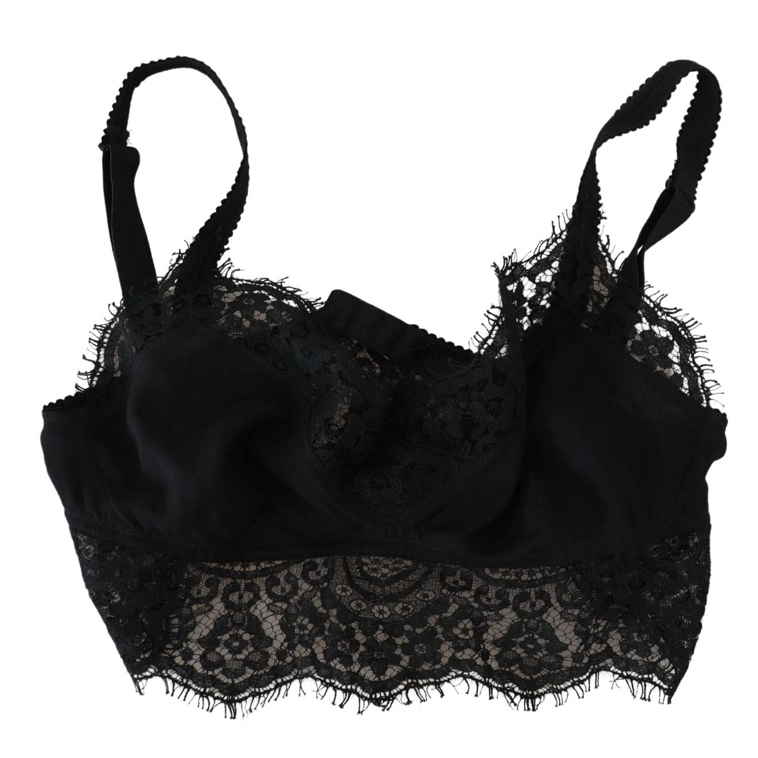 Dolce & Gabbana Black Floral Lace Stretch Bralette Underwear