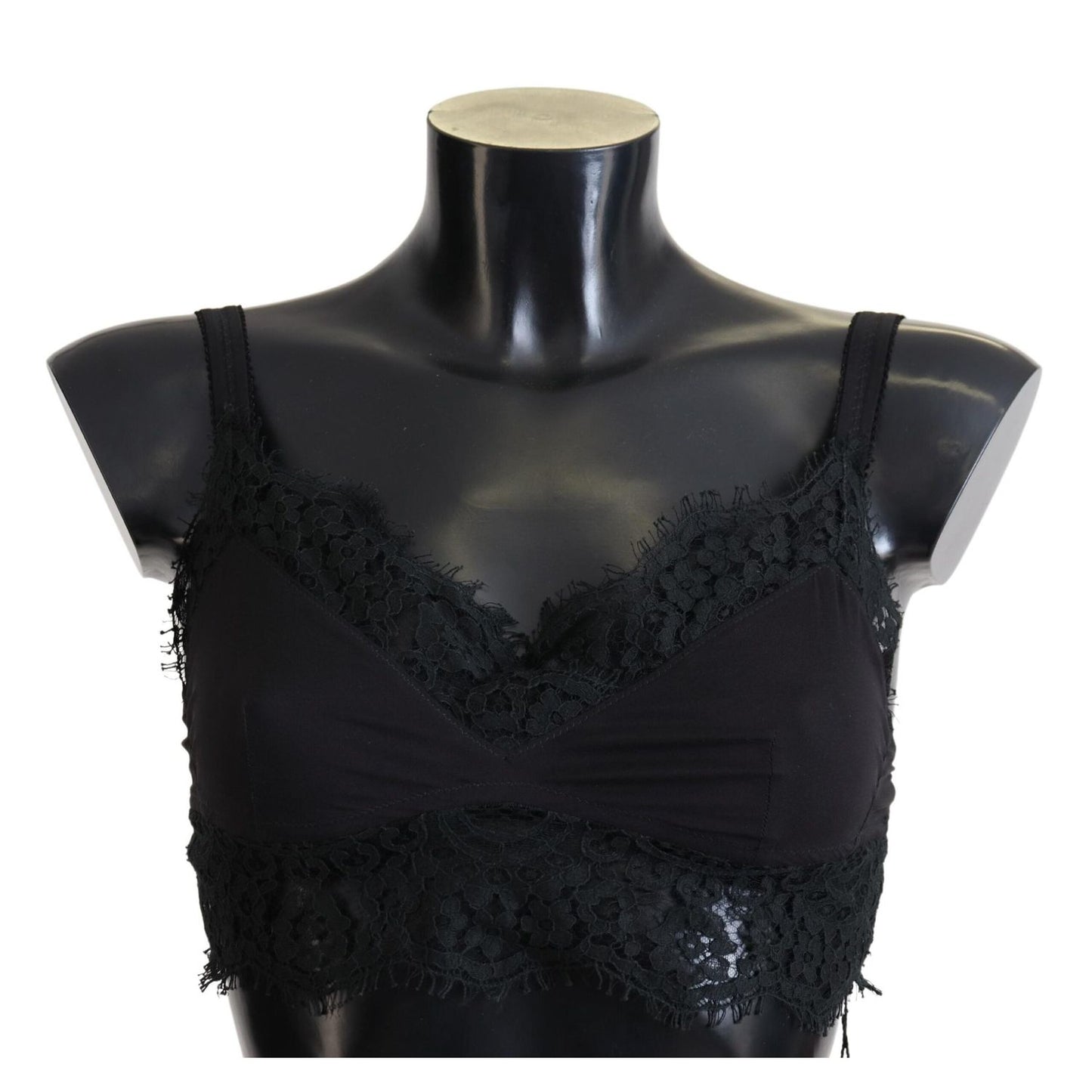 Dolce & Gabbana Black Floral Lace Stretch Bralette Underwear