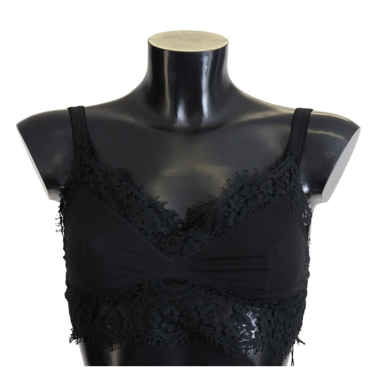 Dolce & Gabbana Black Floral Lace Stretch Bralette Underwear