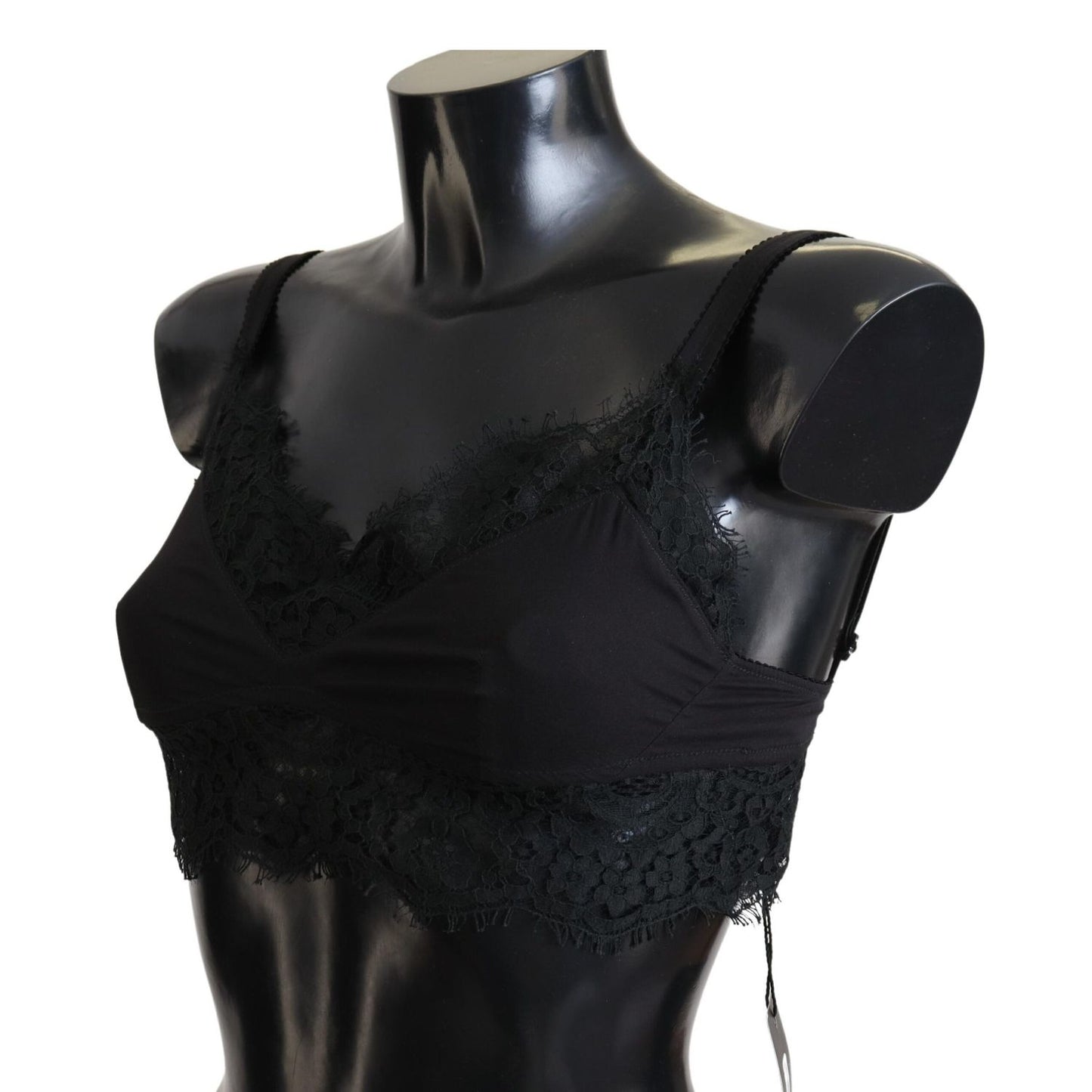 Dolce & Gabbana Black Floral Lace Stretch Bralette Underwear