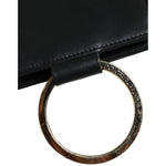Dolce & Gabbana Black Leather Logo Plaque Neck Strap Card Coin Wallet BAG4127