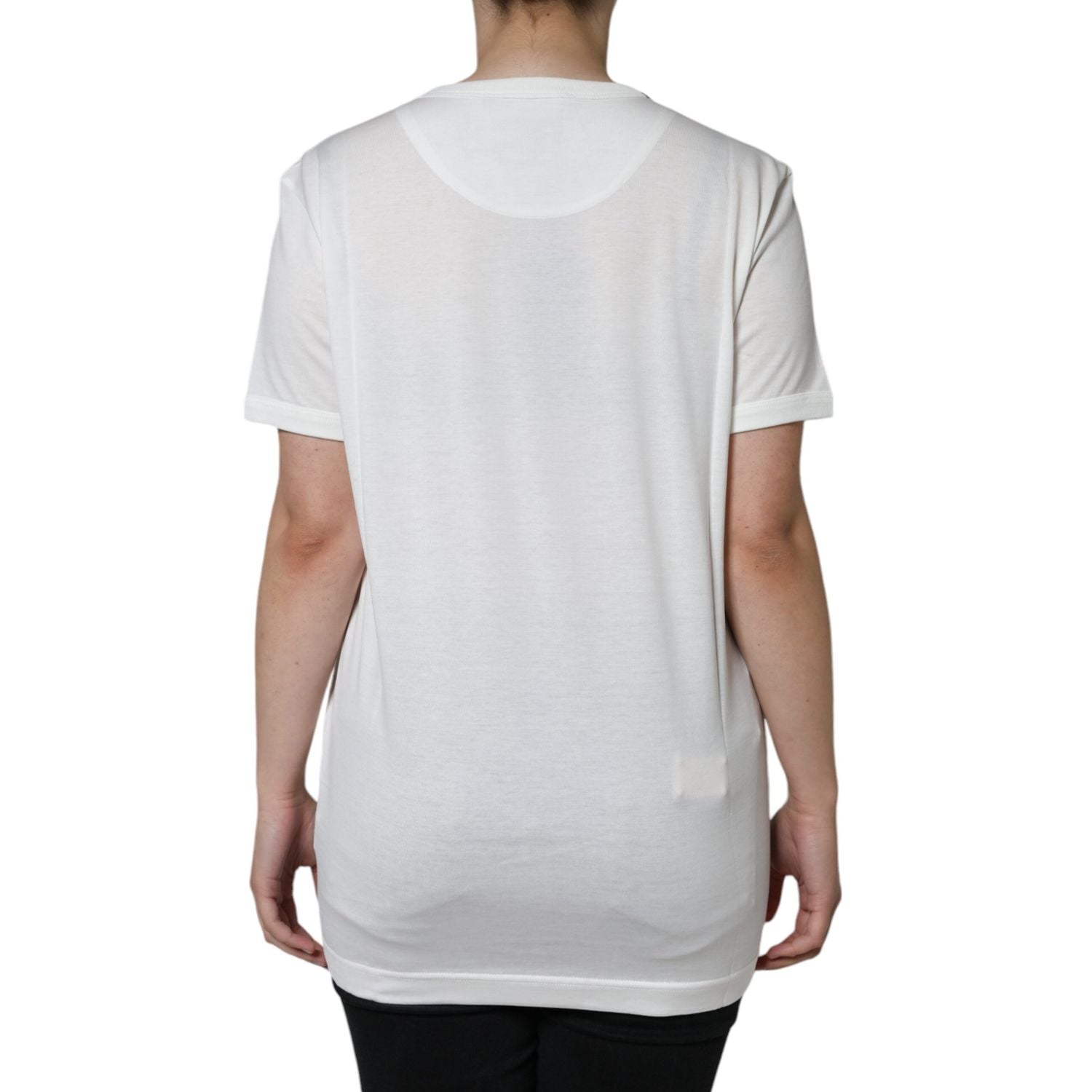 Dolce & Gabbana White Cotton Crew Neck Short Sleeve T-shirt