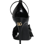 Dolce & Gabbana Black Leather Ankle Strap Heel Sandals Shoes LA11731-40