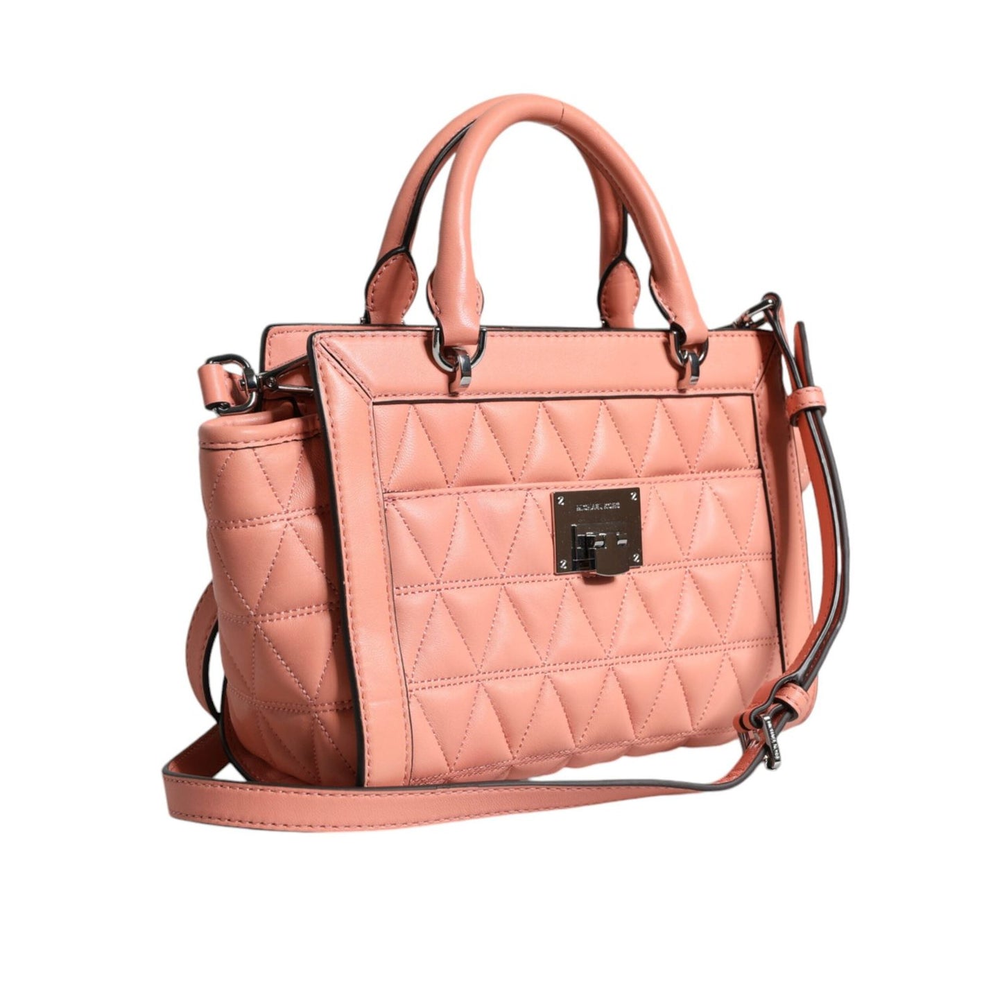 Michael Kors Peach Quilted Leather Logo Crossbody VIVIANNE Messenger Bag MK5006