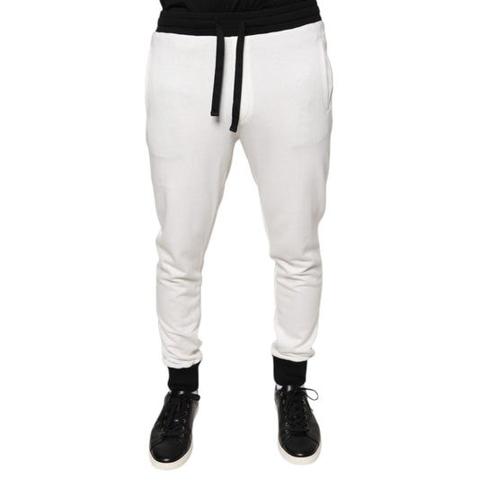 Dolce & Gabbana White Cotton Slim Men Jogger Sweatpants Pants