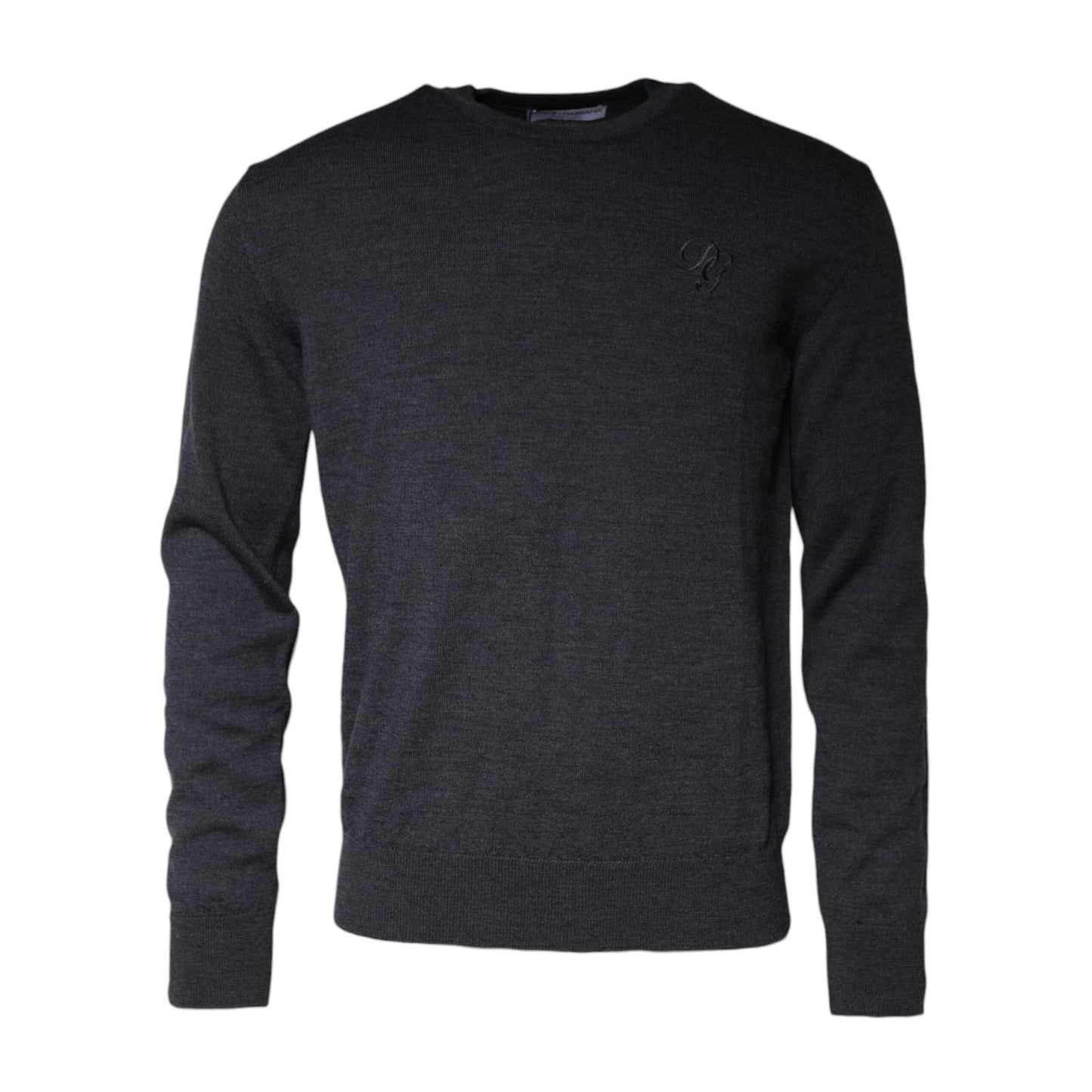 Dolce & Gabbana Dark Gray Wool Crew Neck Pullover Sweater
