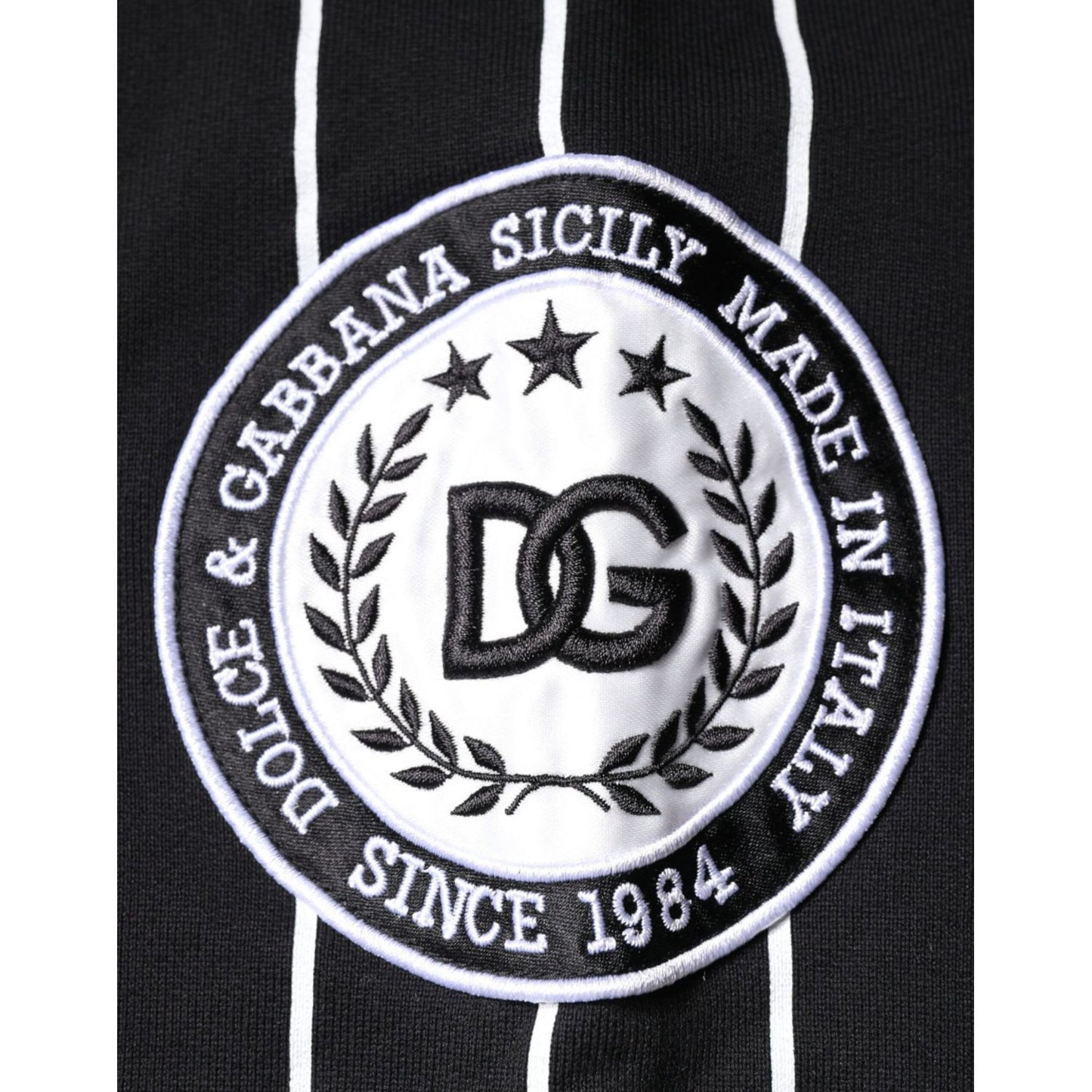 Dolce & Gabbana Black White Stripes Logo Sweatshirt Sweater