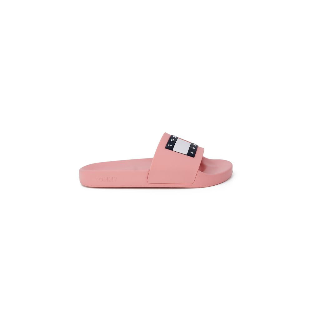 Tommy Hilfiger orange polyethylene women's sandals with brand logo, 2cm heel, perfect for spring/summer collection.