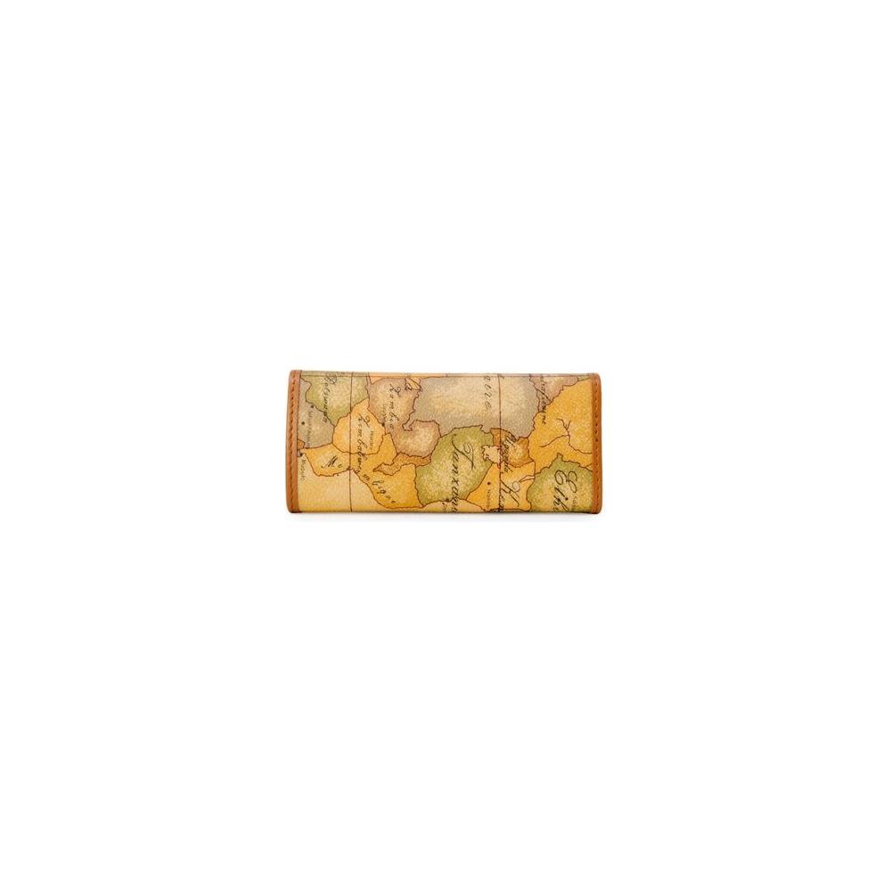 Alviero Martini Prima Classe beige polyester keychain with world map design, women's spring/summer collection.