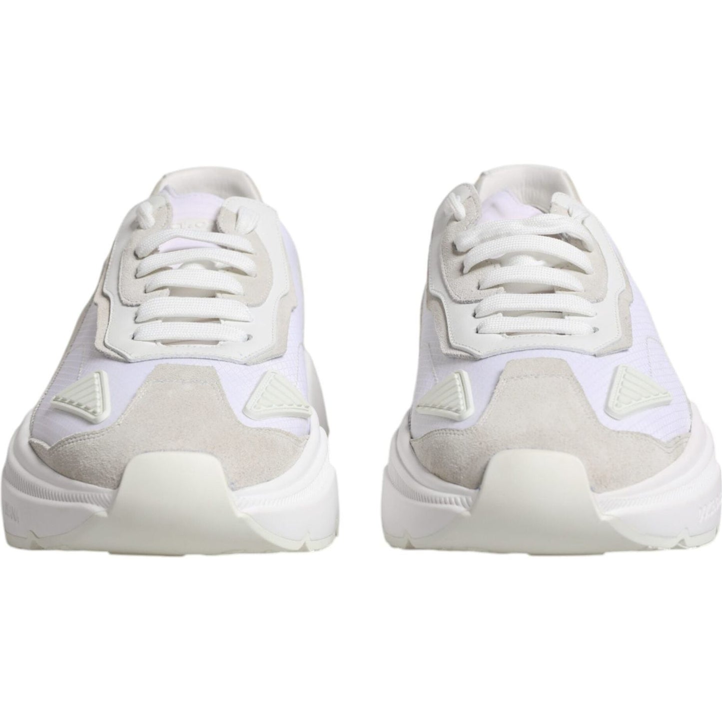 Dolce & Gabbana White Leather Daymaster Low Top Sneakers with rubber sole and lace-up closure. Made in Italy, high craftsmanship.