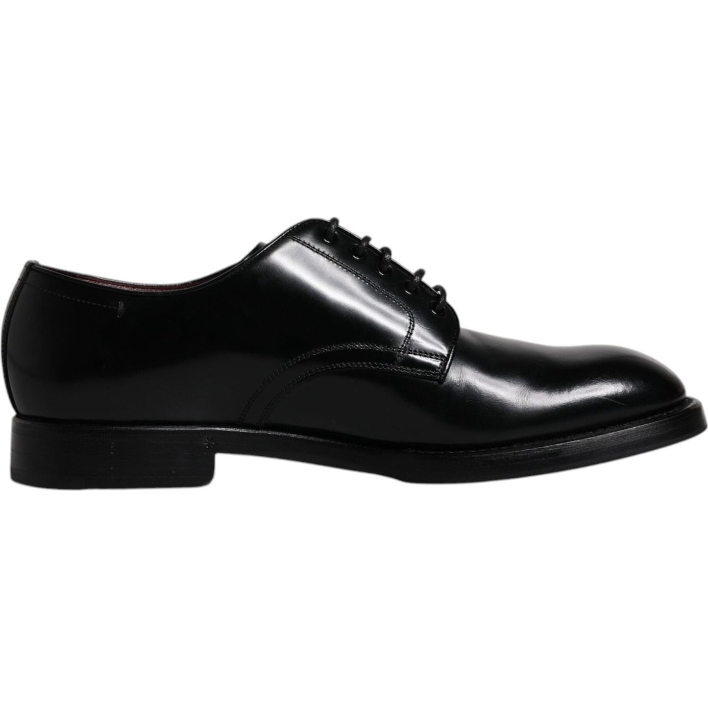 Dolce & Gabbana black leather lace-up men's derby formal shoe, elegant design, calf leather, made in Italy, exclusive craftsmanship.