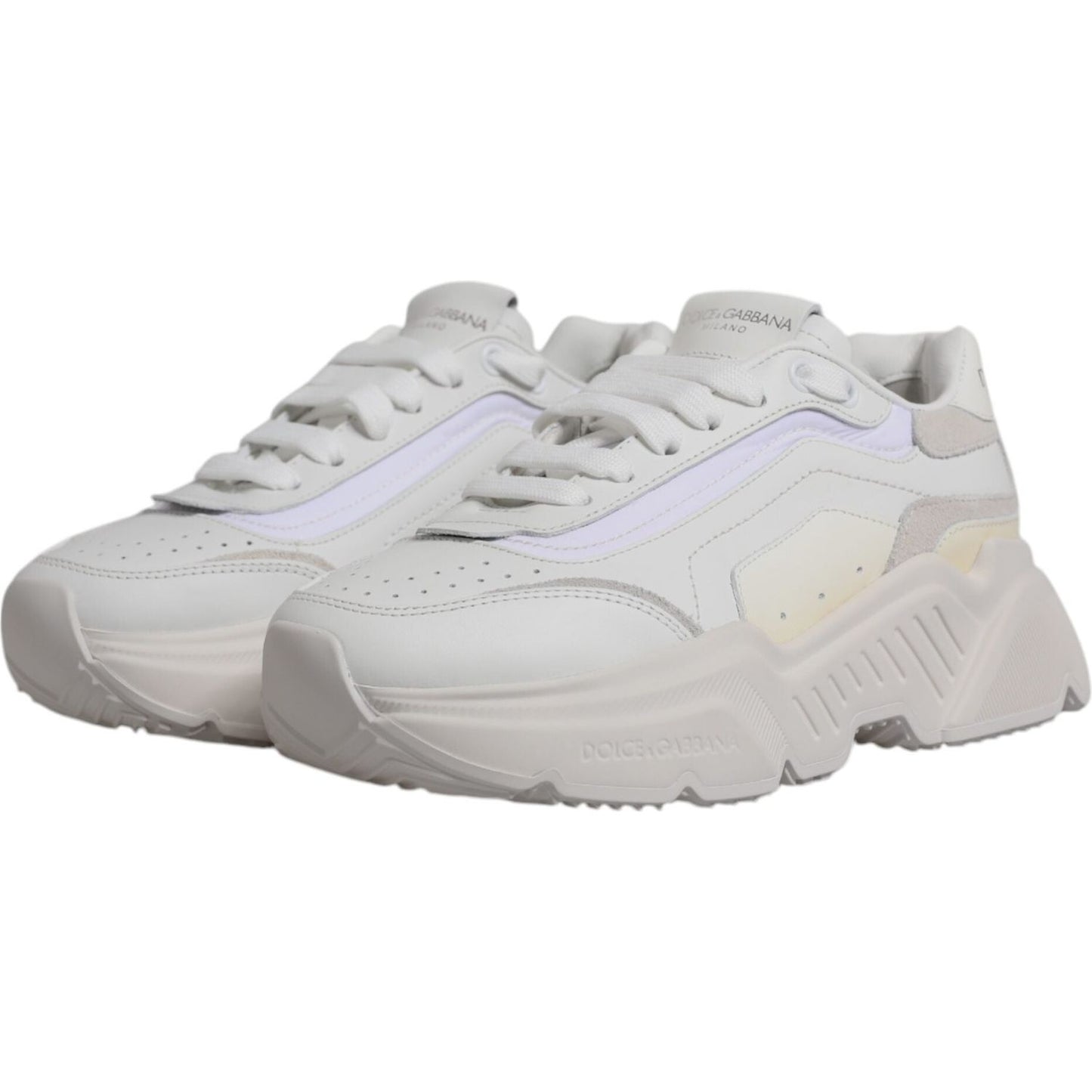 Dolce & Gabbana Daymaster white low-top sneakers, calf leather and nylon, rubber sole, logo details, lace-up, minor discolorations.