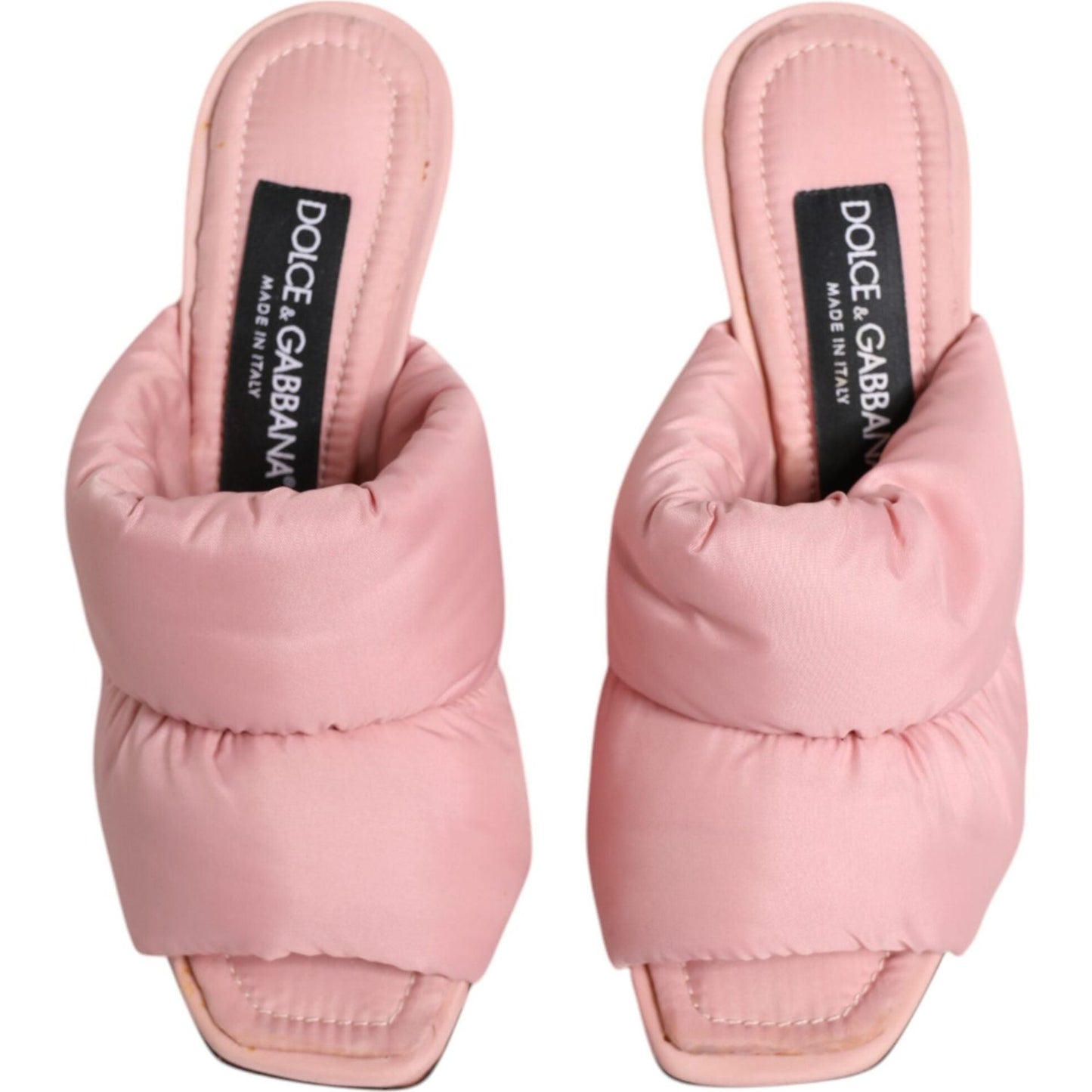 Dolce & Gabbana Pink Quilted DG Heel Slide Sandals with Gold Hardware