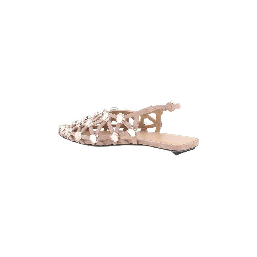 The Attico Grid Ballerinas with suede mesh and mirrored beads, featuring a geometric toe and elastic slingback for a modern look.