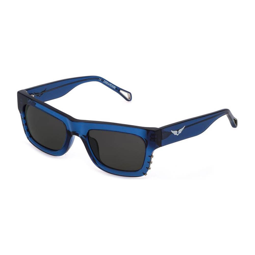 Zadig & Voltaire SZV303520955 women's blue acetate sunglasses with grey lenses, 52/20/135 mm frame size.