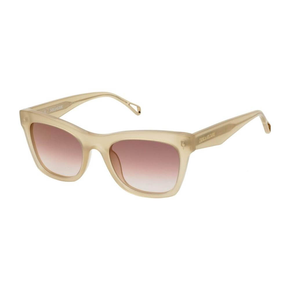 Zadig & Voltaire brown acetate sunglasses with pink mirror lenses, women's SZV373536M3X, size 53/21/140 mm.