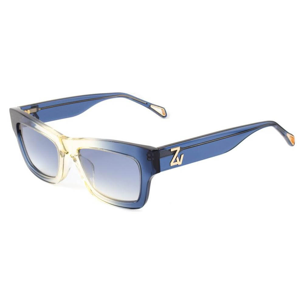 Zadig & Voltaire women's blue acetate sunglasses with graded lenses and UV2 filter, model SZV366-5306PE, size 53/18/140 mm.