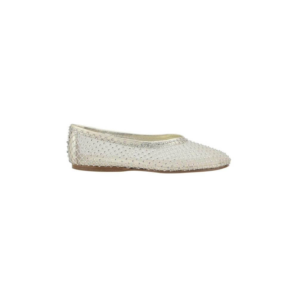 Forte Forte Strass Mesh Ballerinas with rhinestone details and flat sole in side view.