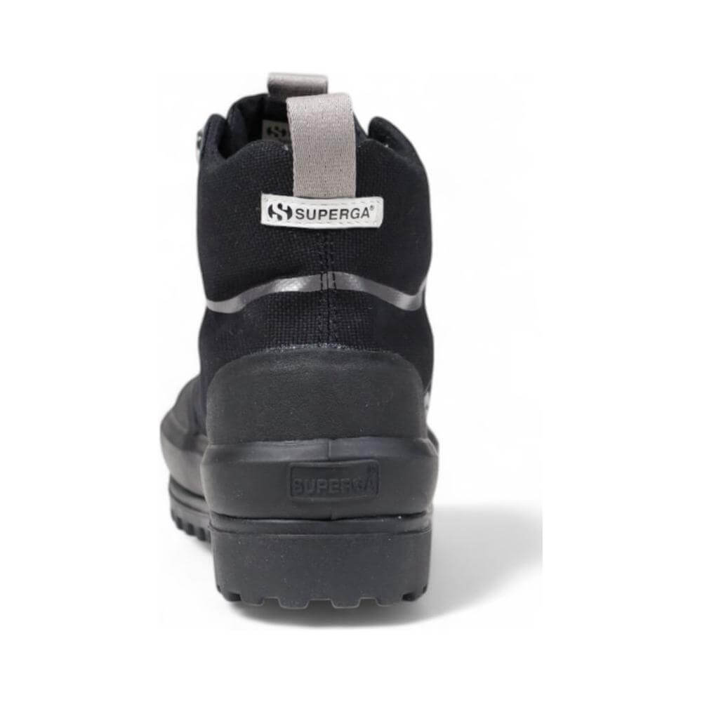 Back view of Superga black fabric sneaker, women's autumn/winter collection, featuring a 100% textile composition.