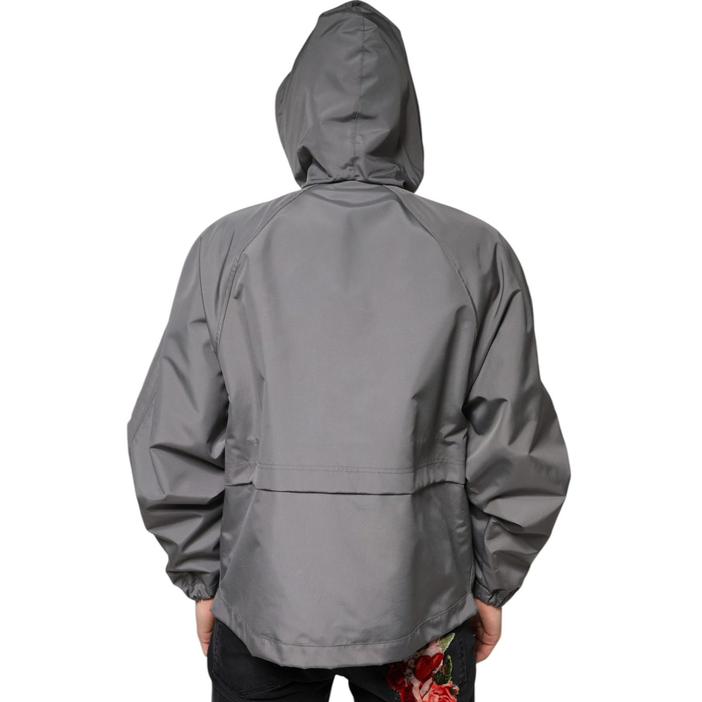 Dolce & Gabbana Gray Polyester Hooded Men Full Zip Jacket JKT3788-48