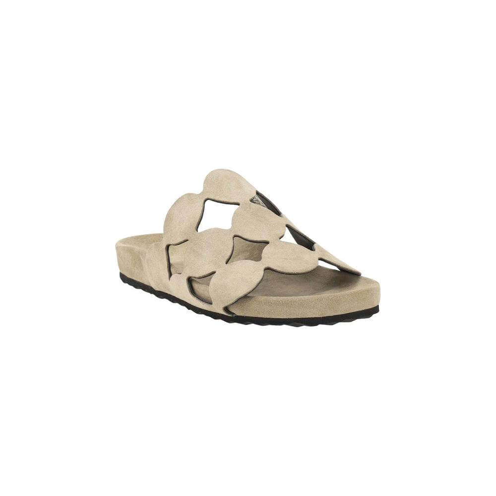 Pierre Hardy Bulles Sandals with suede Bubble pattern, featuring round toe and wide strap for playful and sophisticated style.