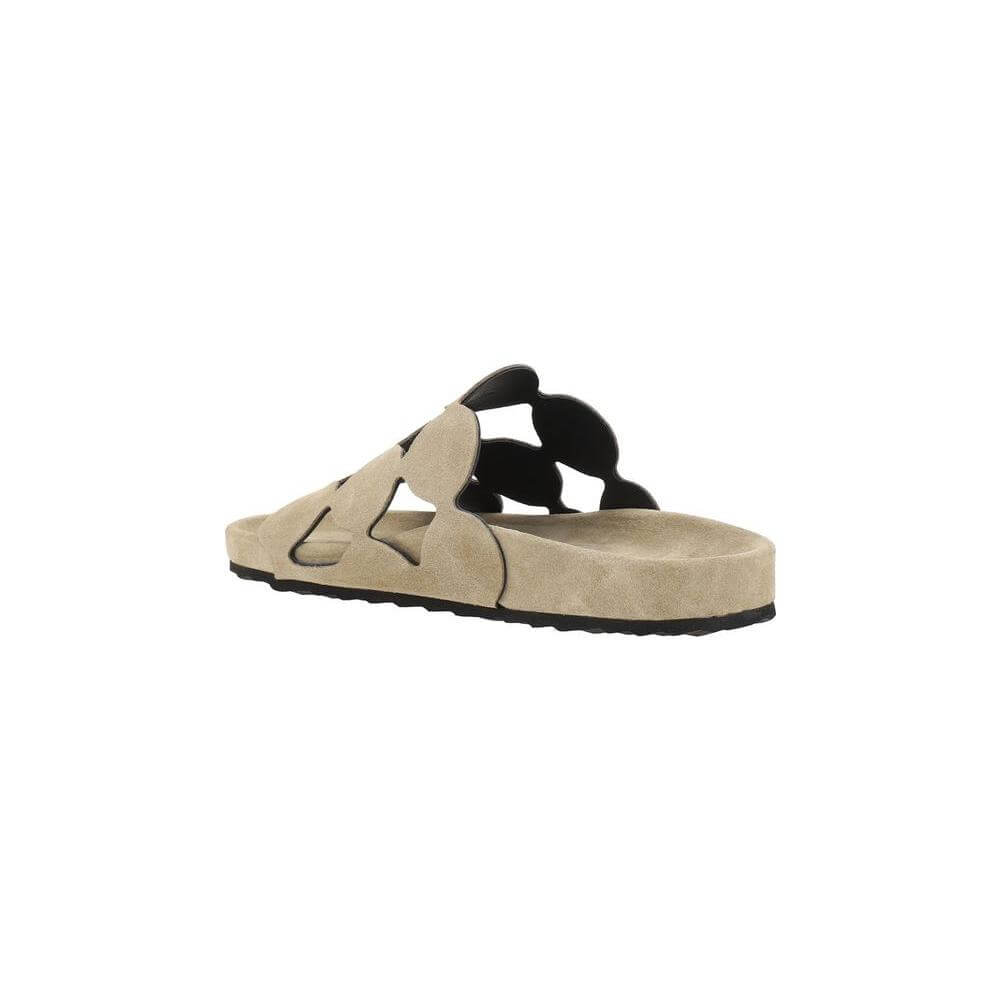 Pierre Hardy Bulles Sandals with suede bubble pattern on a wide strap, featuring a round toe and branded insole for comfort and style.