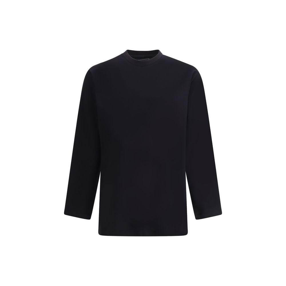 Y-3 long sleeve jersey with ribbed crew neck and maxi monogram print on the back, ideal for a minimalist and modern casual look.