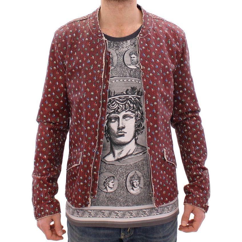 Dolce & Gabbana Bordeaux Leather Boxer Print Jacket Coat GSD12728-1